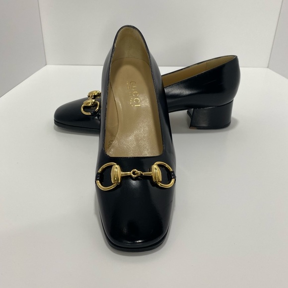 GUCCI Horsebit Square Toe Leather 1.5” Heels! Size 36 - Picture 10 of 15